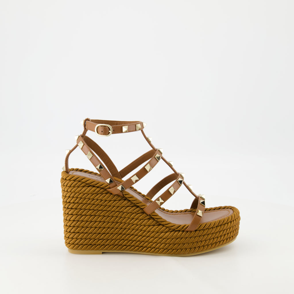 Zeppe Sandali Wedge Rockstud Valentino Garavani Marrone Femme