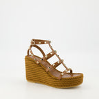 Zeppe Sandali Wedge Rockstud Valentino Garavani Marrone Femme