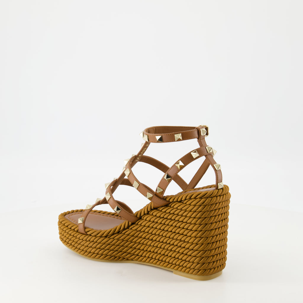 Zeppe Sandali Wedge Rockstud Valentino Garavani Marrone Femme