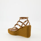 Zeppe Sandali Wedge Rockstud Valentino Garavani Marrone Femme