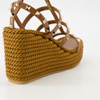 Zeppe Sandali Wedge Rockstud Valentino Garavani Marrone Femme