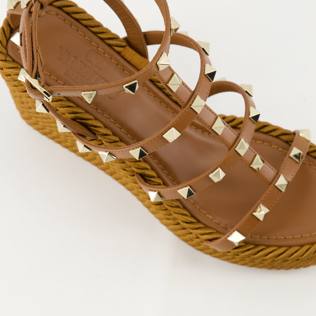 Zeppe Sandali Wedge Rockstud Valentino Garavani Marrone Femme