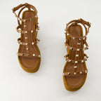 Zeppe Sandali Wedge Rockstud Valentino Garavani Marrone Femme