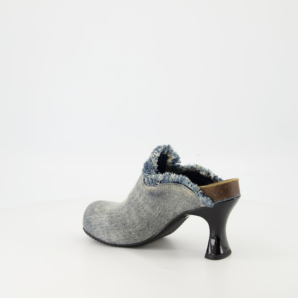 Open shoes D-Woodstock Denim Mules Diesel Blue Femme