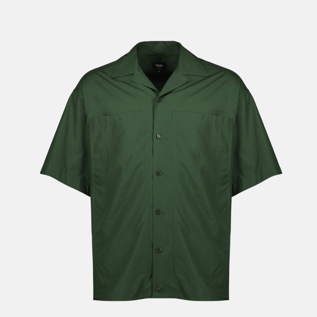 Chemises Chemise en coton Fendi Kaki Homme