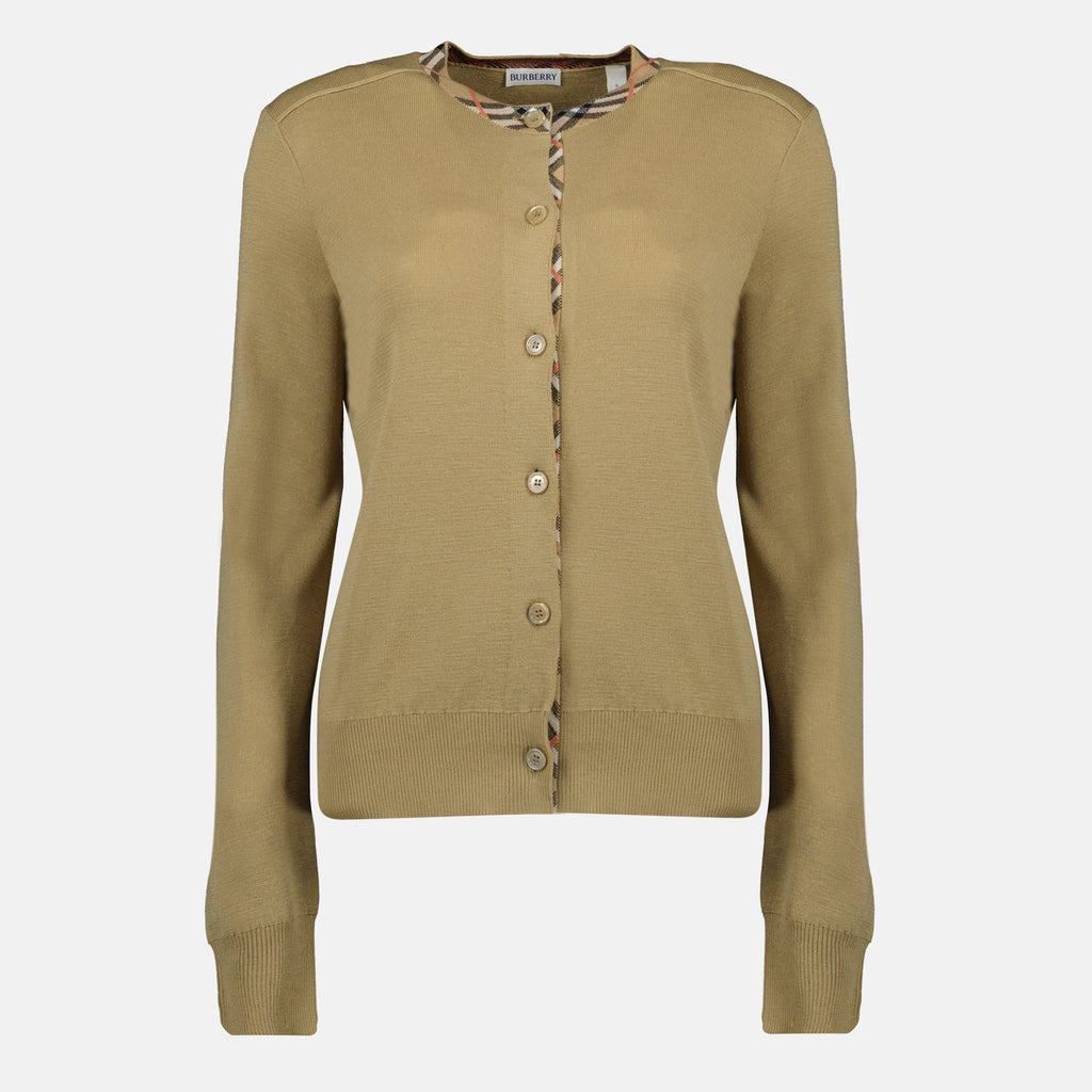 Punto Cárdigan de Lana Burberry Beige Mujeres