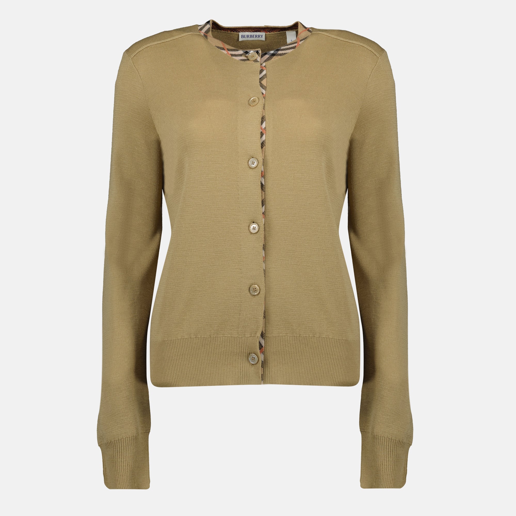 Punto Cárdigan de Lana Burberry Beige Mujeres