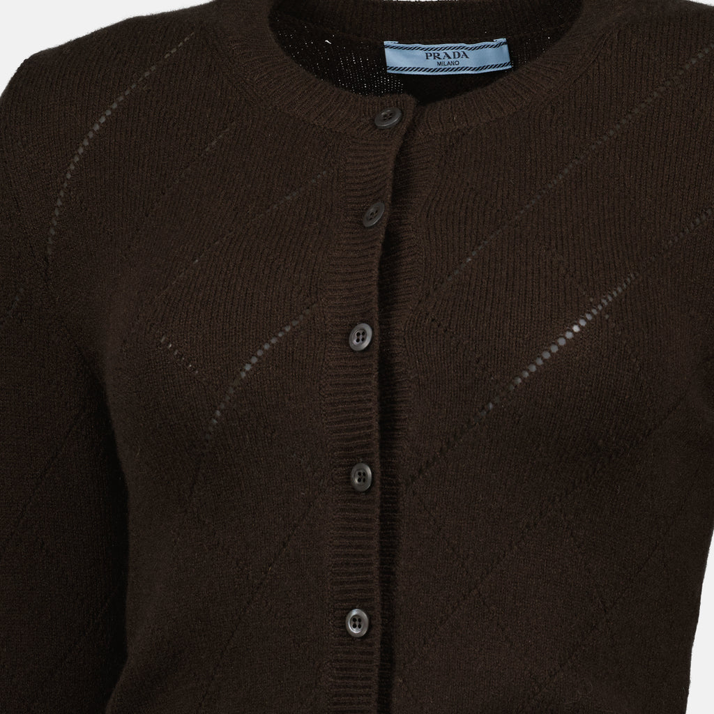 Image de l'article Cardigan en cachemire de la marque Prada pour Femme - Saison Automne-Hiver 2025 - Vue détaillée_3