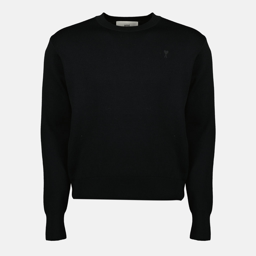 Image of the Black Heart Sweater from the brand Ami PARIS for Men - Autumn-Winter 2025 - Front View