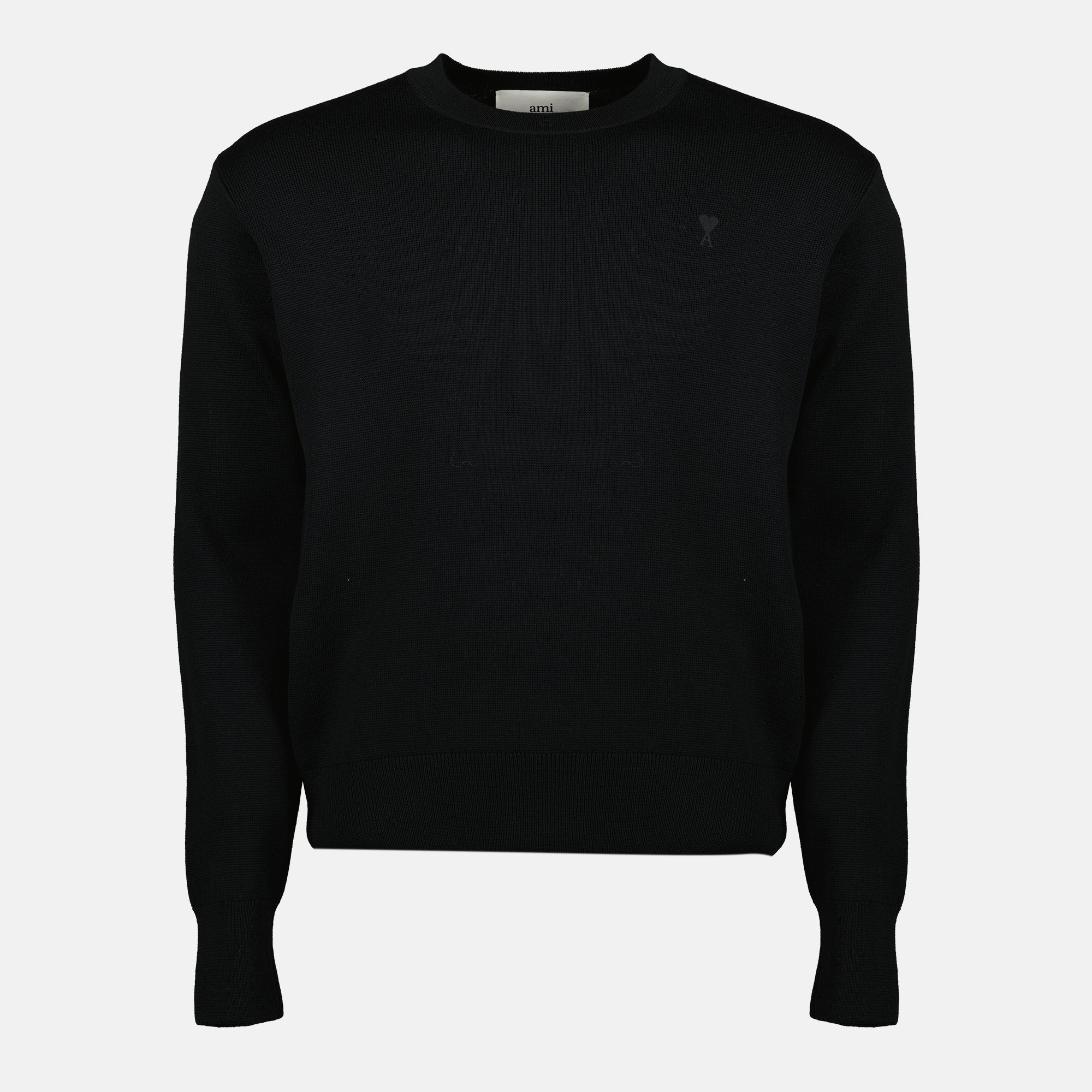 Image of the Black Heart Sweater from the brand Ami PARIS for Men - Autumn-Winter 2025 - Front View