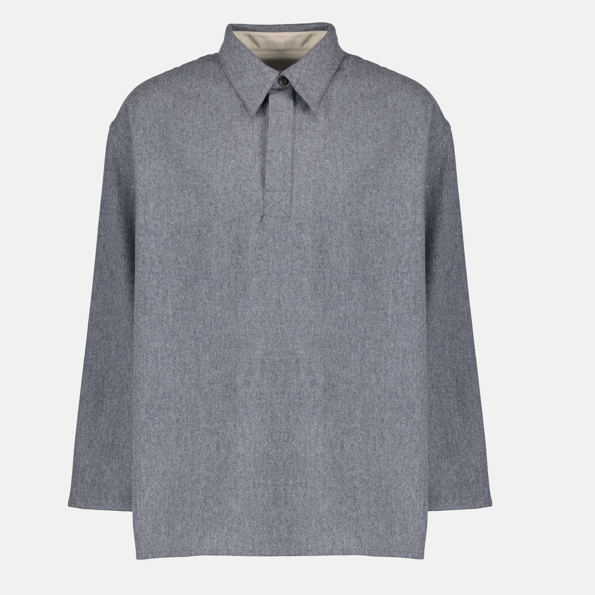Image de l'article Chemise polo gris en laine de la marque Ami PARIS pour Unisex - Saison Automne-Hiver 2025 - Vue de Face