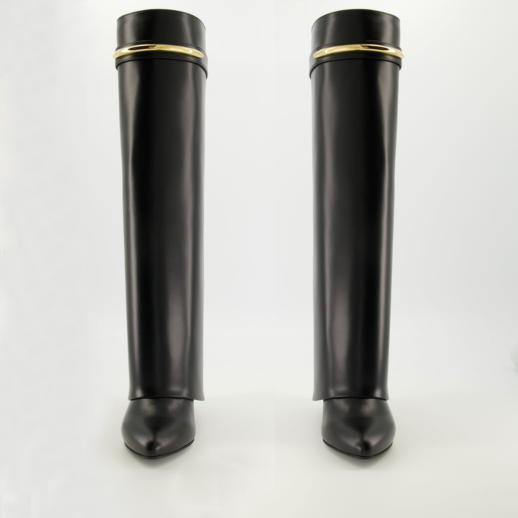 Bottes Black Leather Shark Boots Givenchy Noir Femme