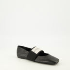Image of the Givenchy Women's Sliced Square Black Ballerinas - Spring-Summer 2026 - Three-Quarter Right Front View