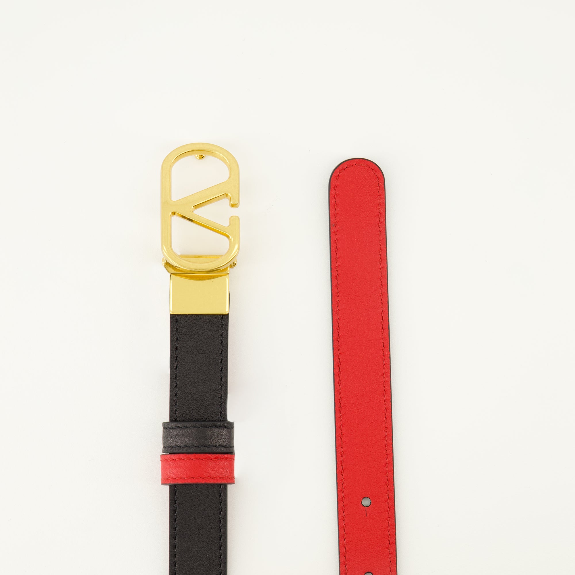 Ceintures Ceinture réversible noir et rouge 20 mm Valentino Garavani Noir Femme