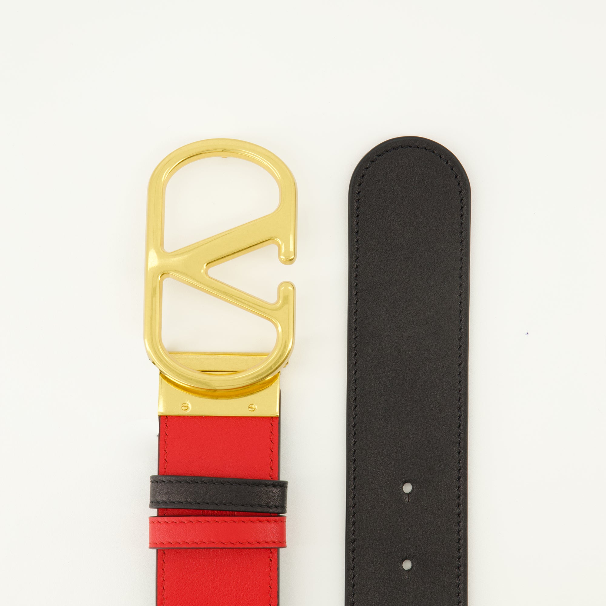 Ceintures Ceinture réversible noir et rouge 40 mm Valentino Garavani Noir Femme