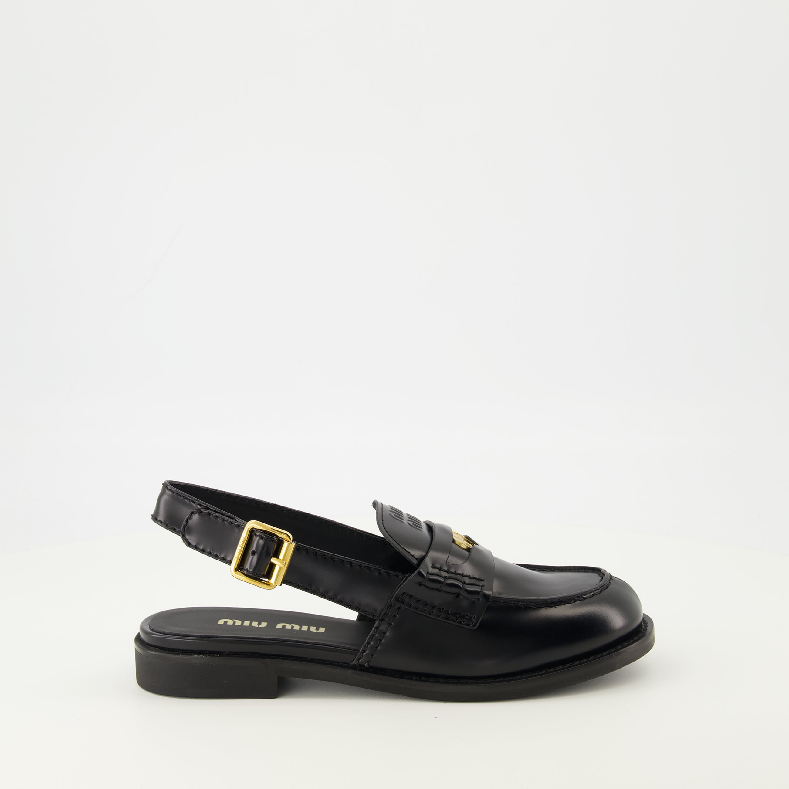 Mocassins Mocassins en cuir noir Miu Miu Noir Femme