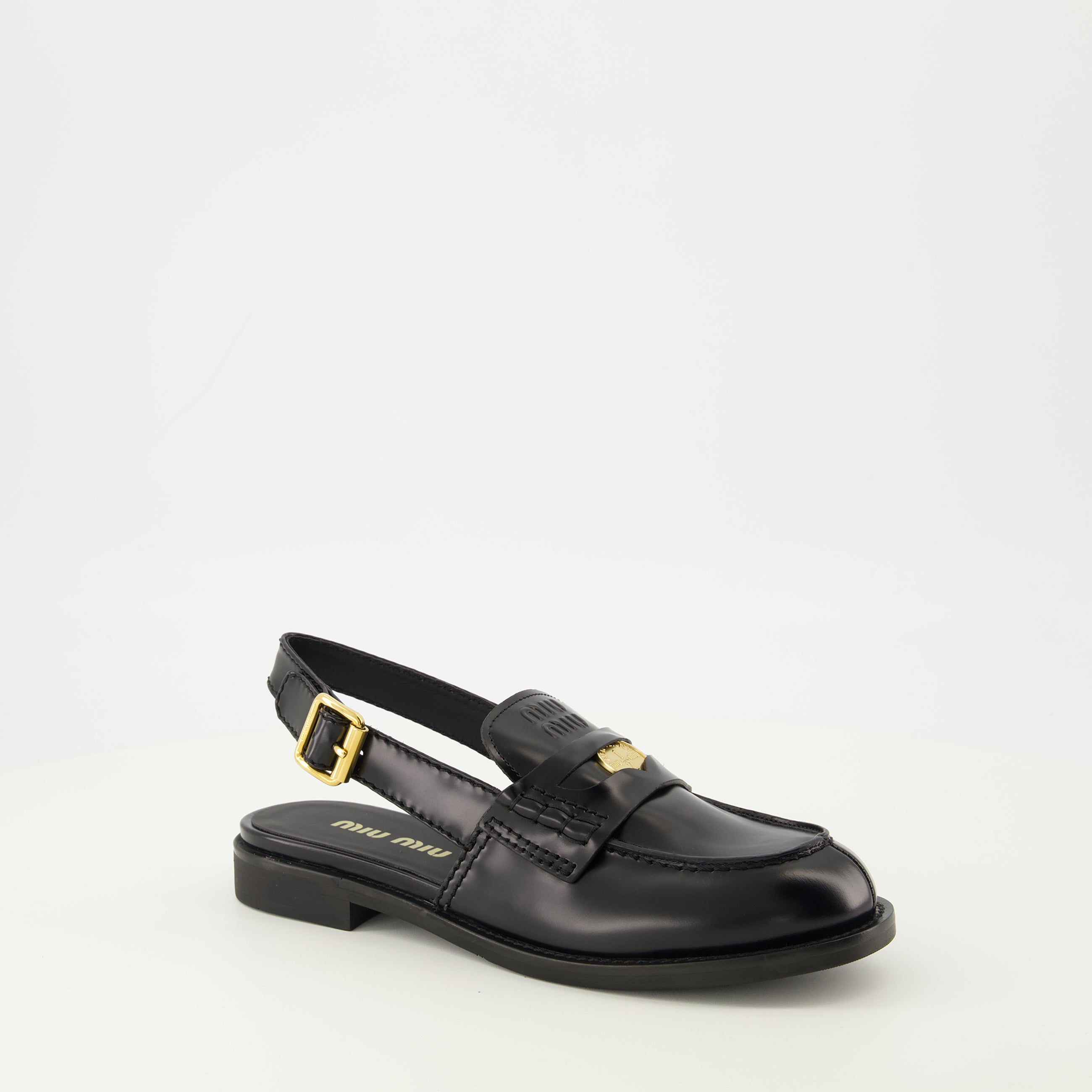 Mocassins Mocassins en cuir noir Miu Miu Noir Femme