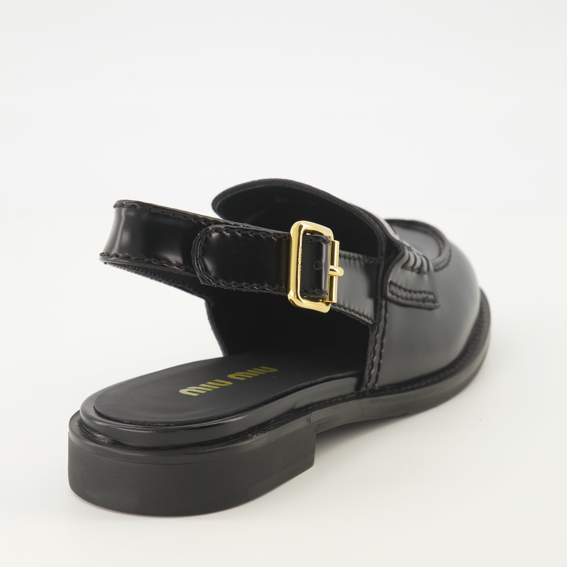 Mocassins Mocassins en cuir noir Miu Miu Noir Femme