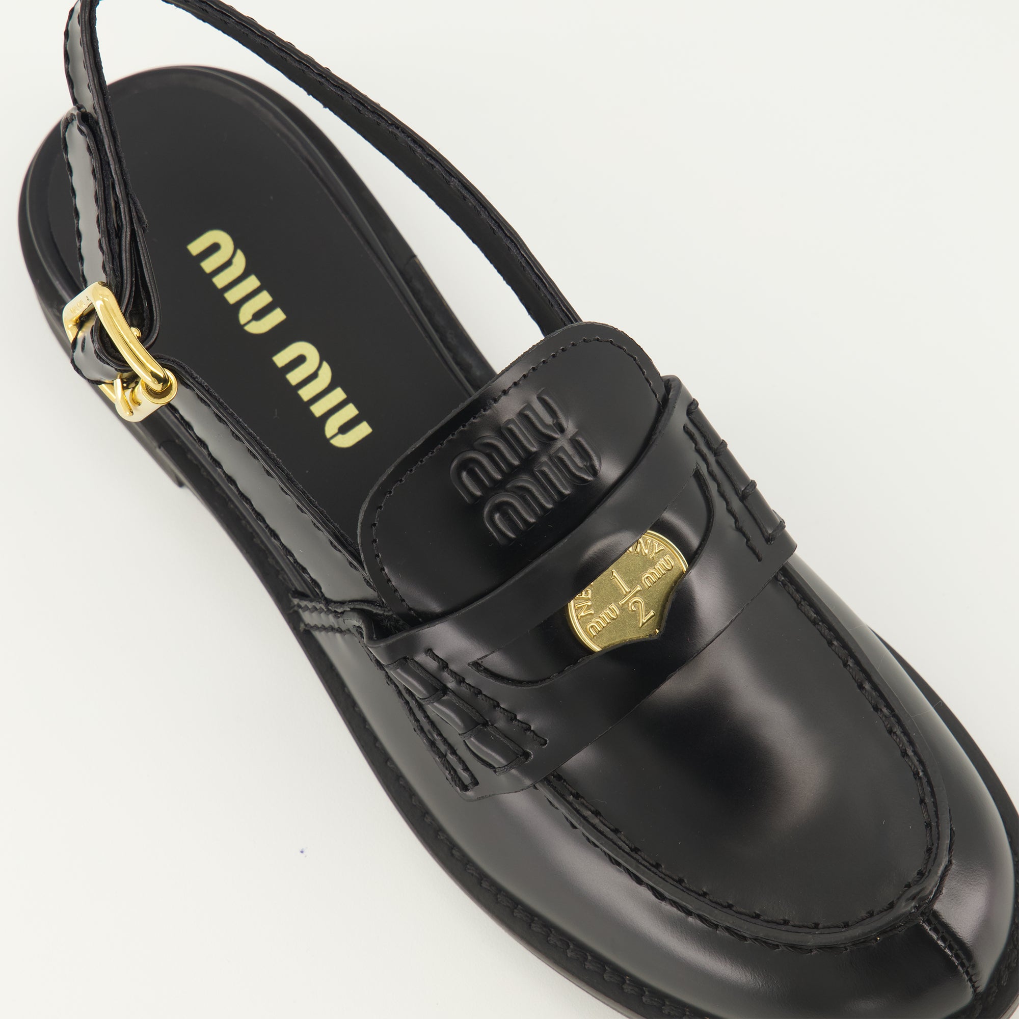 Mocassins Mocassins en cuir noir Miu Miu Noir Femme