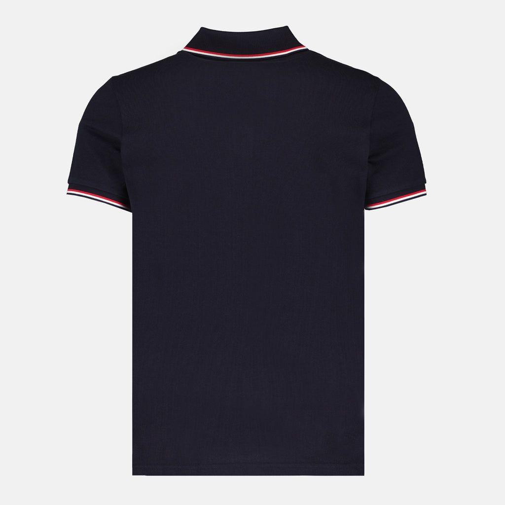 Polos Logo Polo in Navy Cotton Moncler Bleu foncé Homme