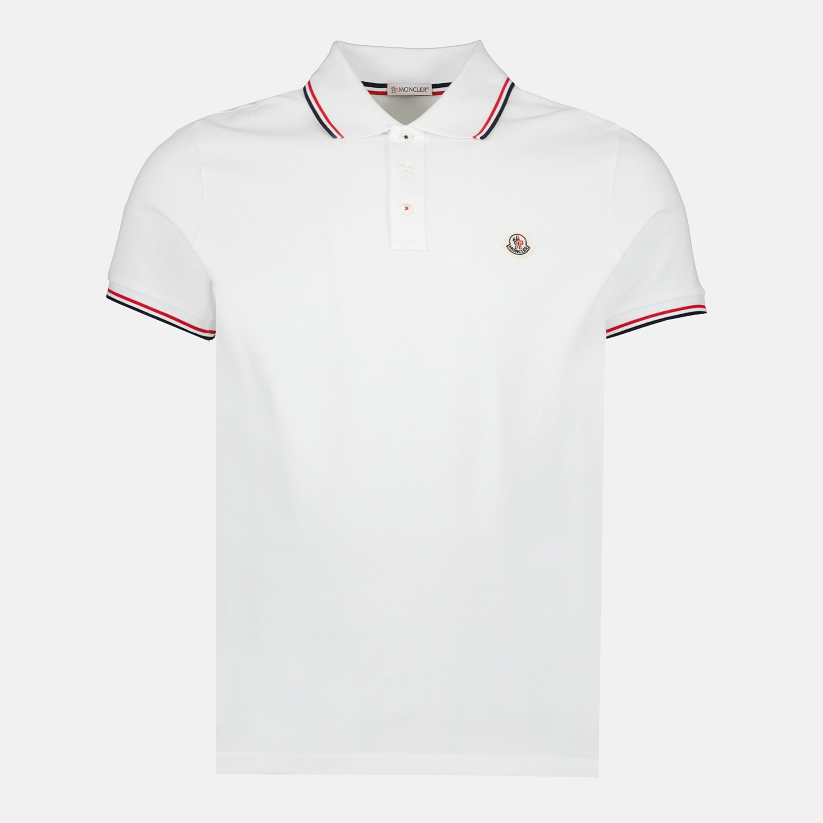 Polos Polo à logo en coton blanc Moncler Blanc Homme