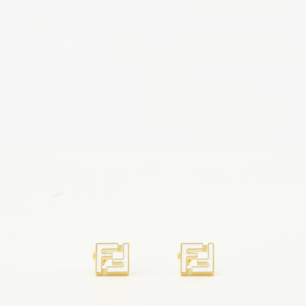 Immagine degli Orecchini Forever dorati e bianchi di Fendi per Donna - Collezione Primavera-Estate 2026 - Vista Frontale