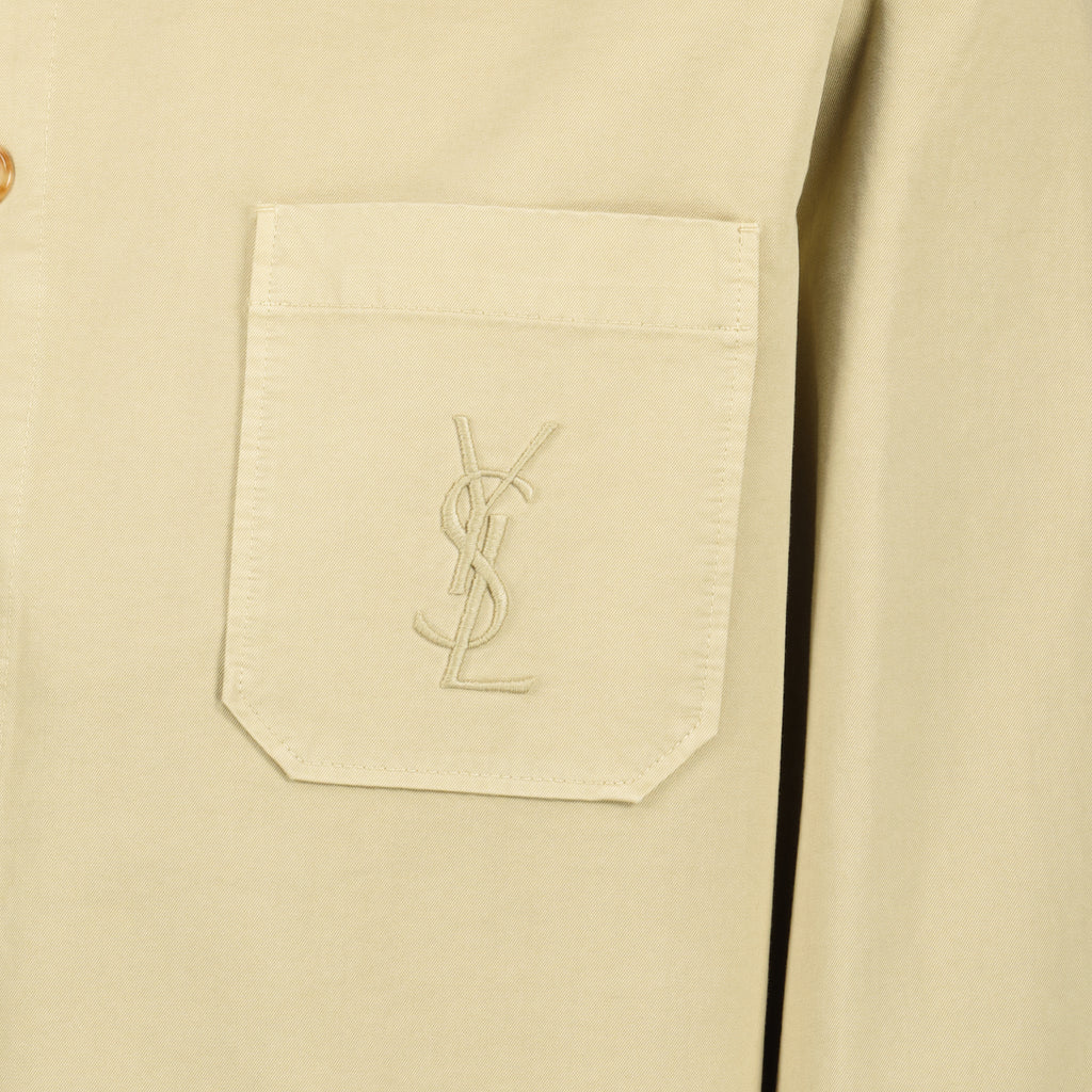 Immagine della camicia overshirt in cotone beige del marchio Saint Laurent per Uomo - Stagione Primavera-Estate 2026 - Vista Dettagliata_1