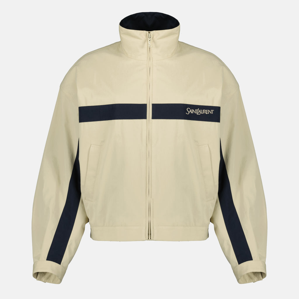 Imagen de la chaqueta de algodón beige de Saint Laurent para Mujer - Temporada Primavera-Verano 2026 - Vista Frontal