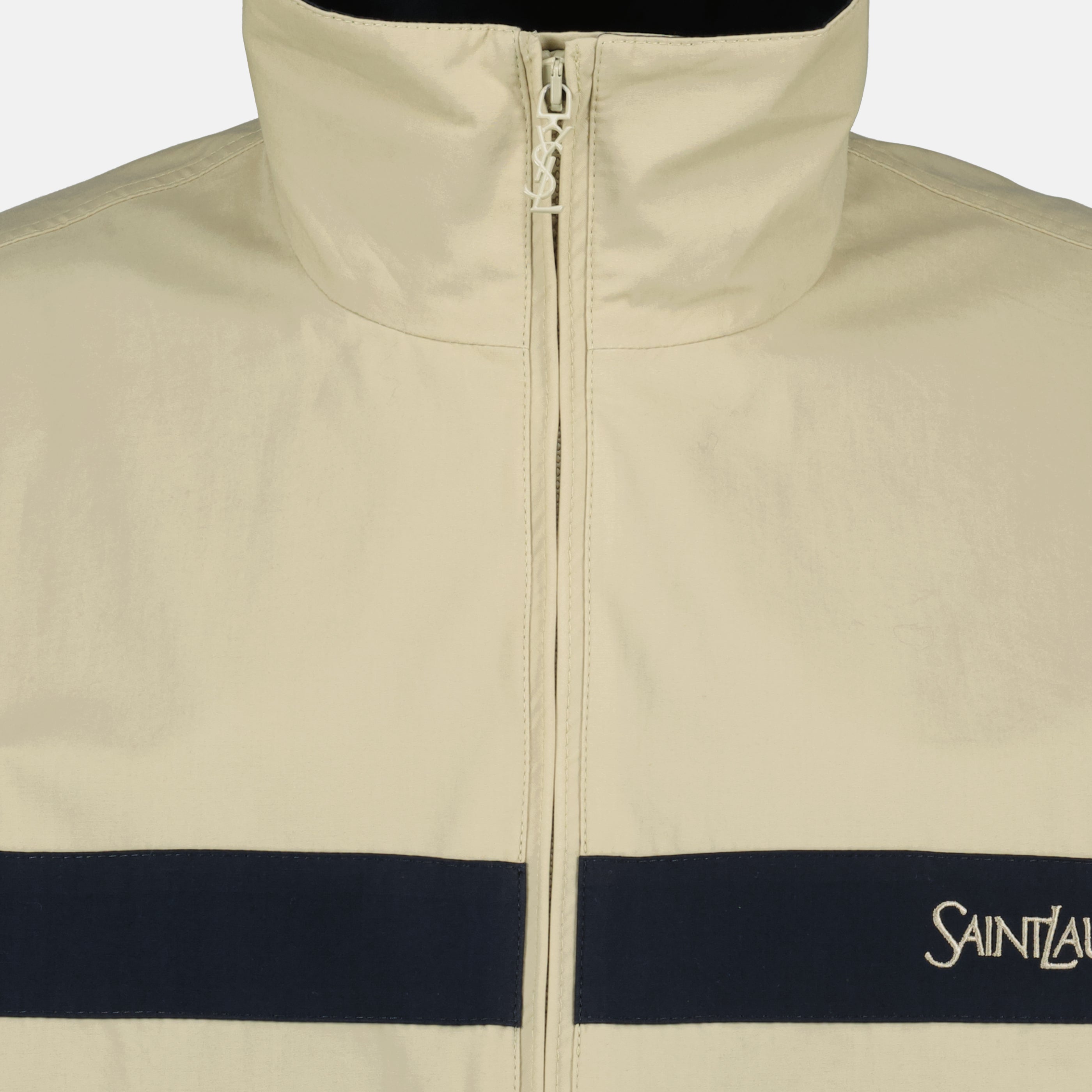 Imagen de la chaqueta de algodón beige de Saint Laurent para Mujer - Temporada Primavera-Verano 2026 - Vista Detallada_2