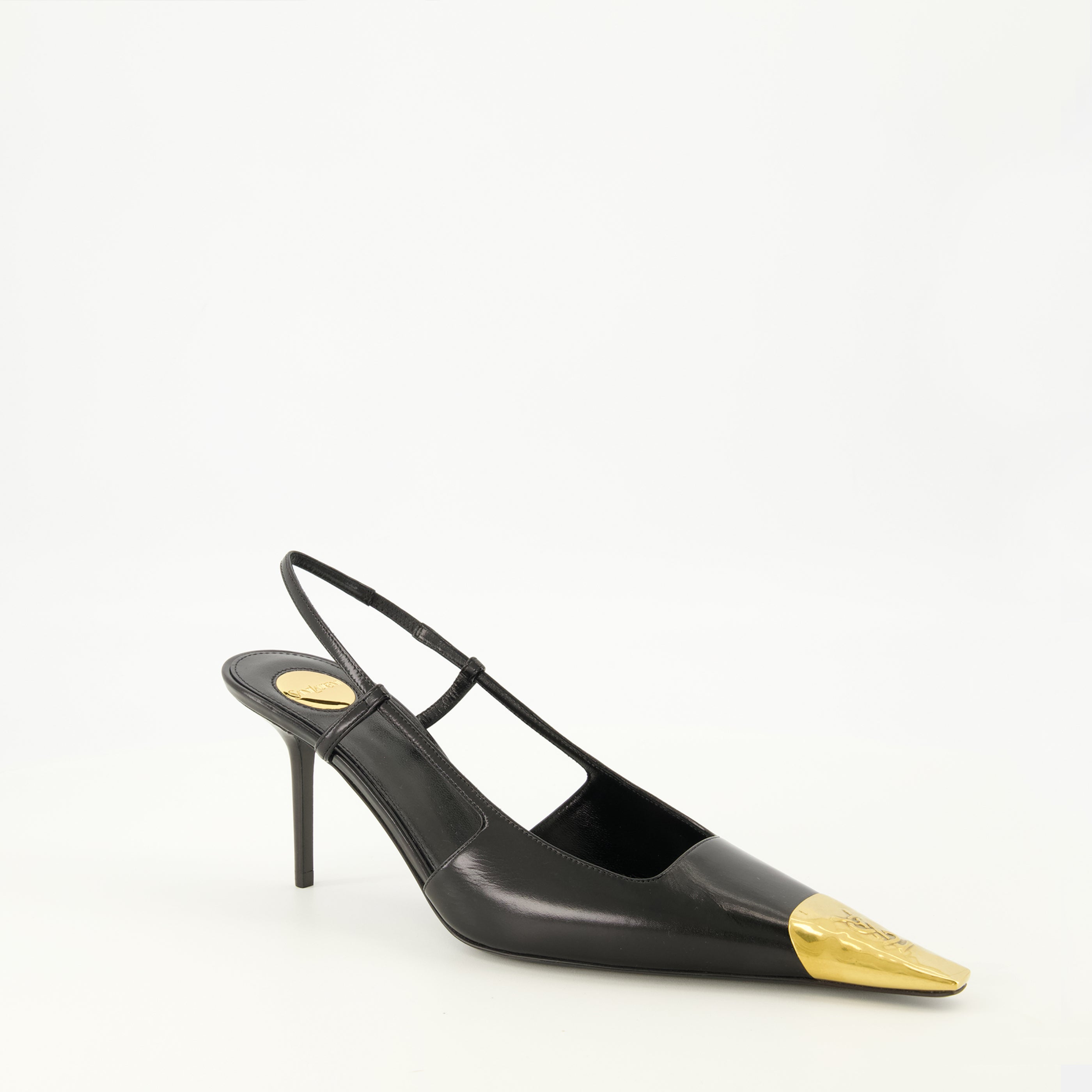 Escarpins Jeanne Slingback in Pelle Nera Saint Laurent Noir Femme