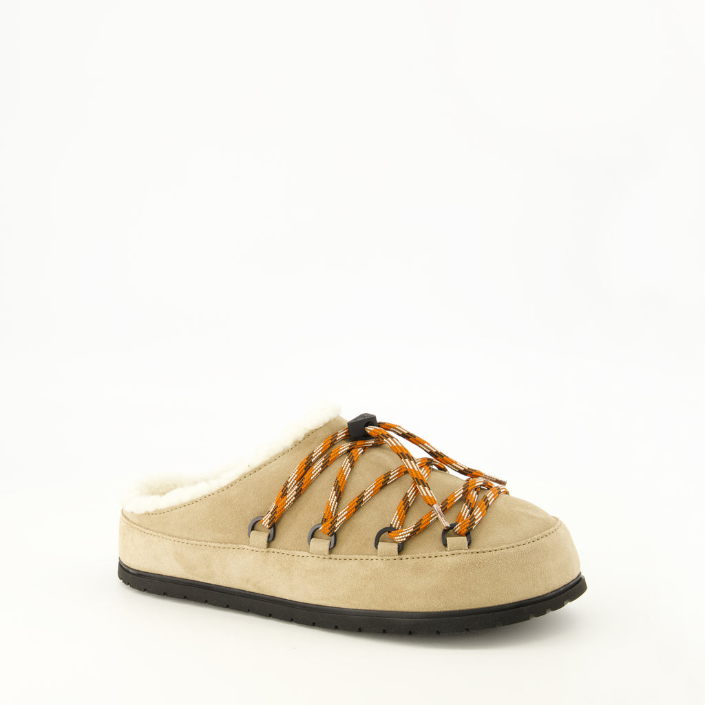 Chaussures ouvertes Mules à fourrure beige Prada Beige Femme