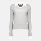Maille Polo en jersey gris Miu Miu Gris Femme