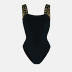 Moda praia Maiô Greca Versace Preto Femme