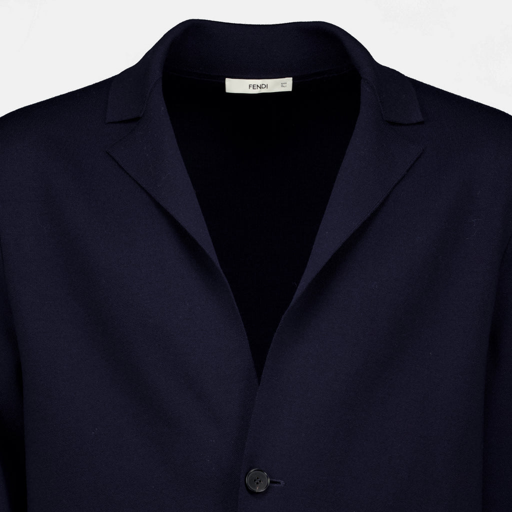 Vestes 다크 블루 소프트 울 자켓 Fendi Bleu foncé Homme
