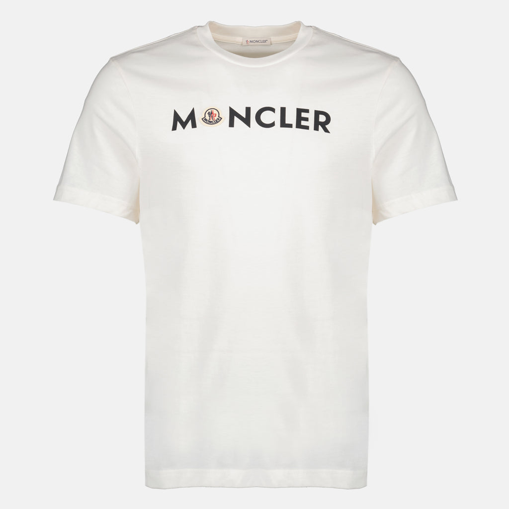 T-shirts Weißes bedrucktes Logo T-Shirt Moncler Blanc Homme