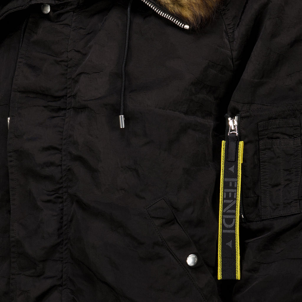 Manteaux Schwarze Nylon-Bomberjacke Fendi Noir Homme
