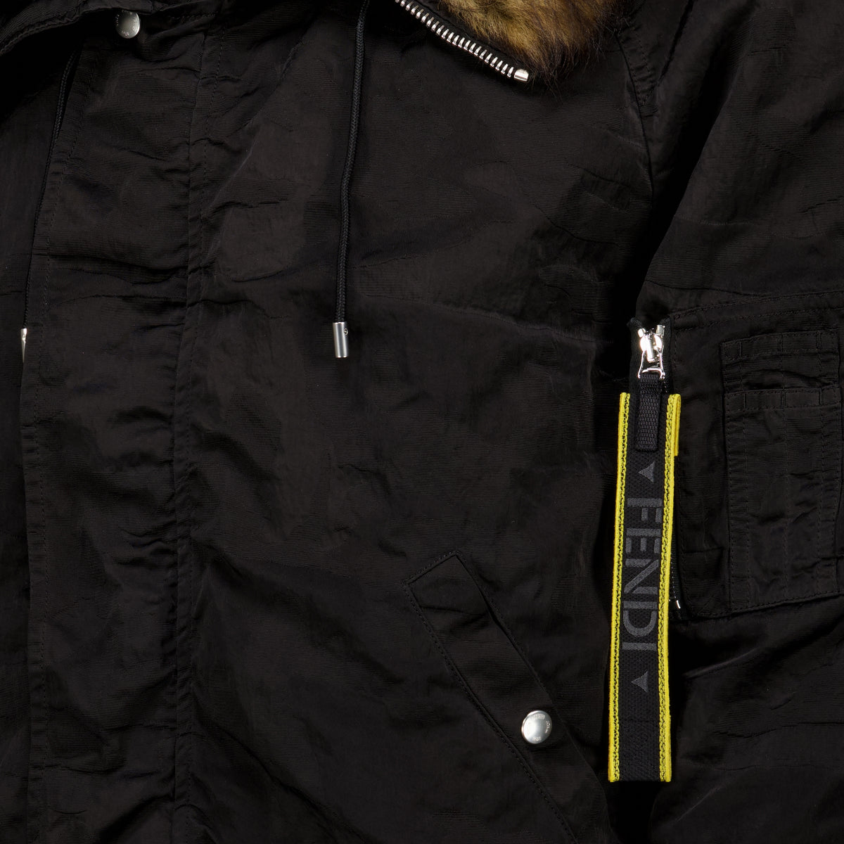 Manteaux Schwarze Nylon-Bomberjacke Fendi Noir Homme