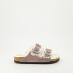Offene schuhe Flauschige Arizona Hausschuhe Birkenstock Lila Femme