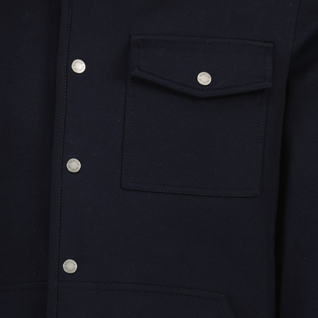 Image of the Navy Blue Bandelier Overshirt by Moncler for Men - Spring-Summer 2026 - Detailed View_2