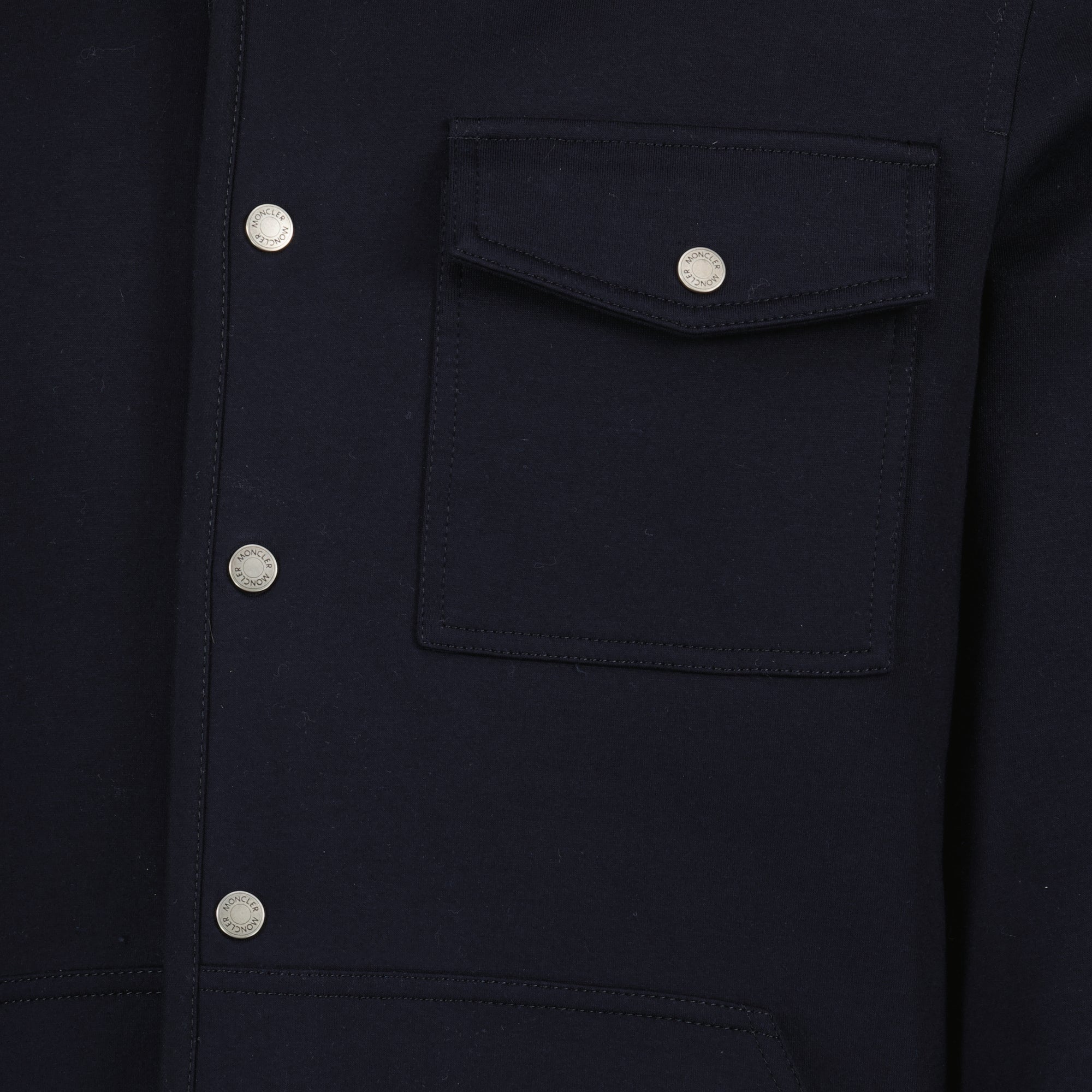 Image of the Navy Blue Bandelier Overshirt by Moncler for Men - Spring-Summer 2026 - Detailed View_2