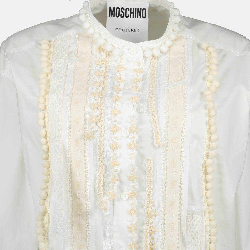 Robes Robe chemise en popeline Moschino Blanc Femme