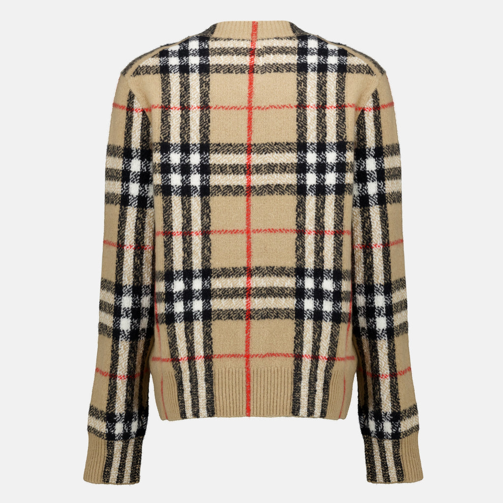 Maille Check Cashmere Cardigan Burberry Beige Femme