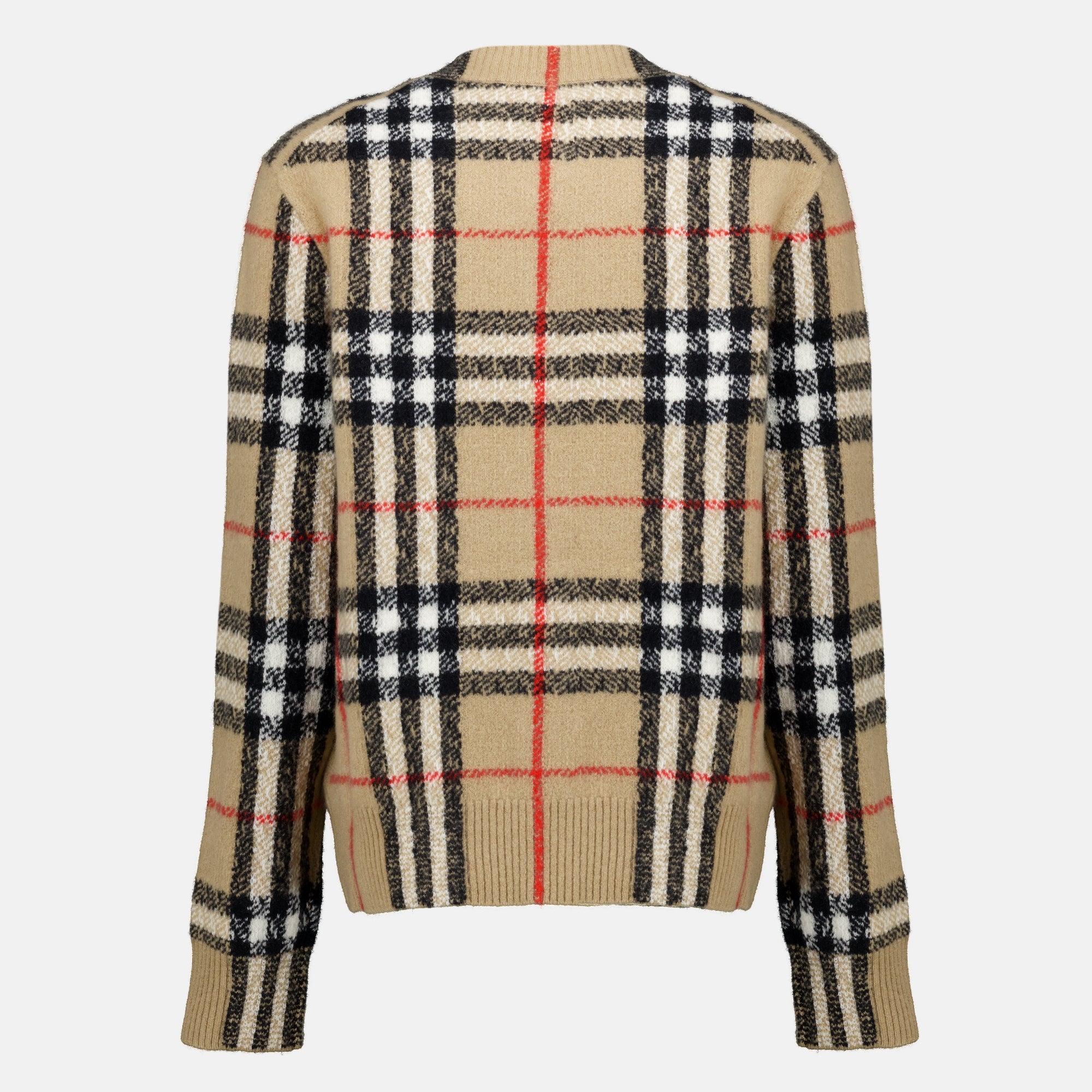 Maille Check Cashmere Cardigan Burberry Beige Femme