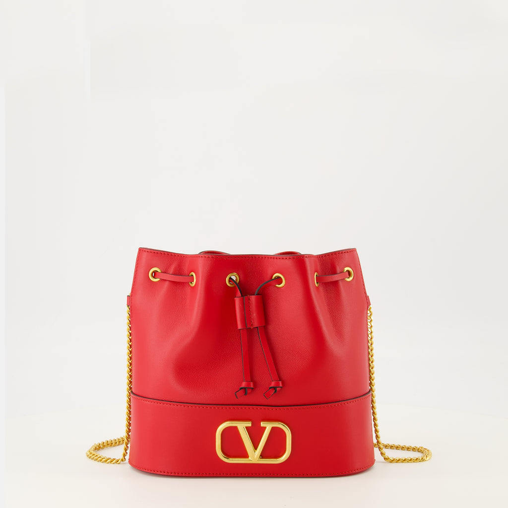 Immagine della mini borsa a secchiello rossa del marchio Valentino Garavani per Donna - Stagione Primavera-Estate 2026 - Vista Frontale