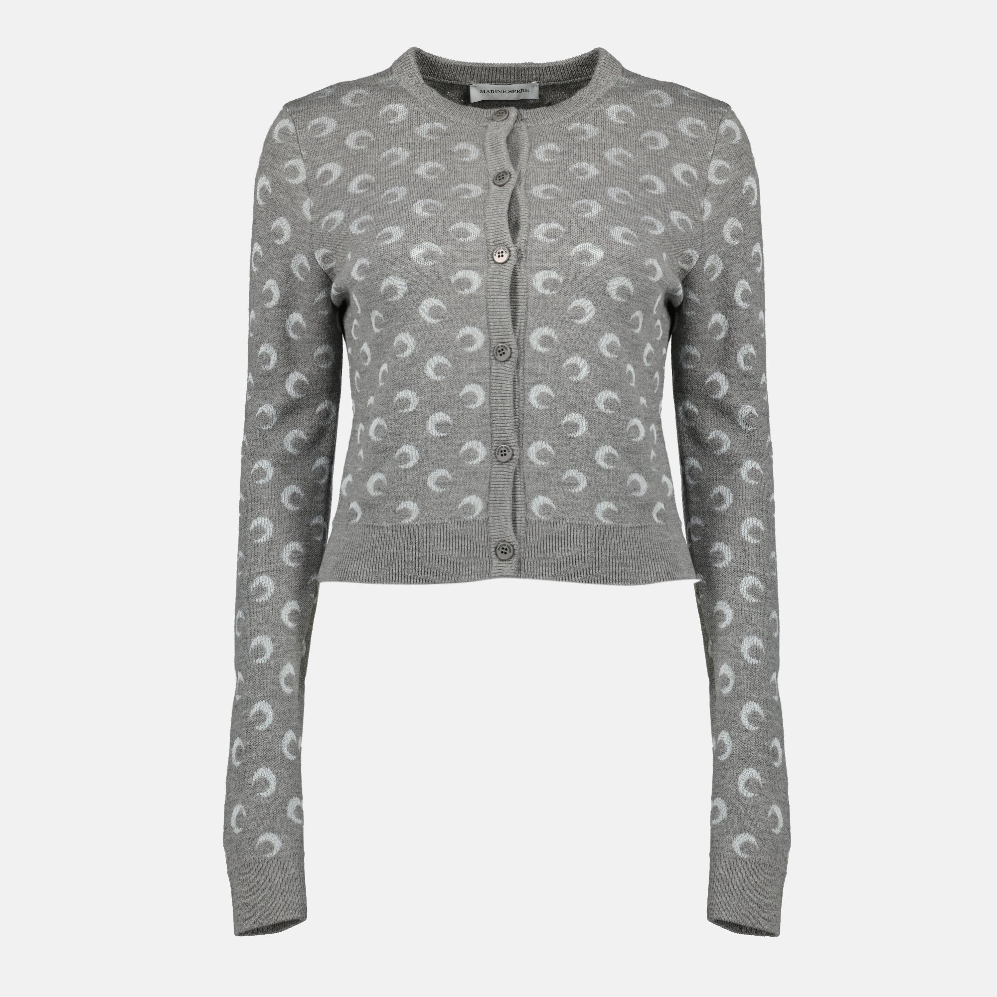 Image de l'article Cardigan Moon en laine de la marque Marine Serre pour Femme - Saison Automne-Hiver 2025 - Vue de Face