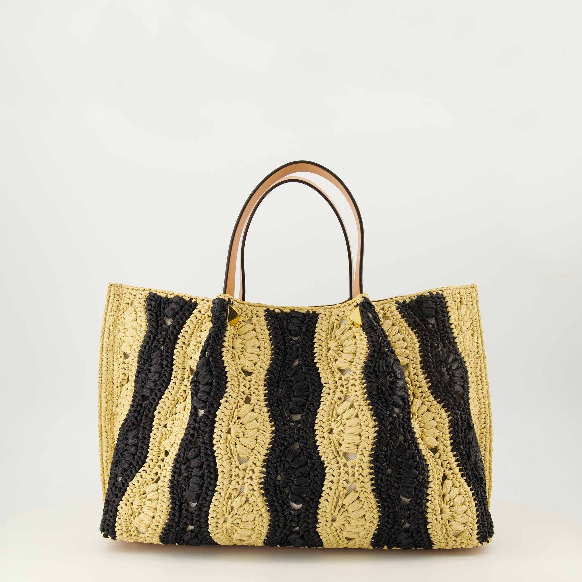 Image of the item Raffia and leather tote bag by Valentino Garavani for Women - Spring-Summer 2026 - Back View