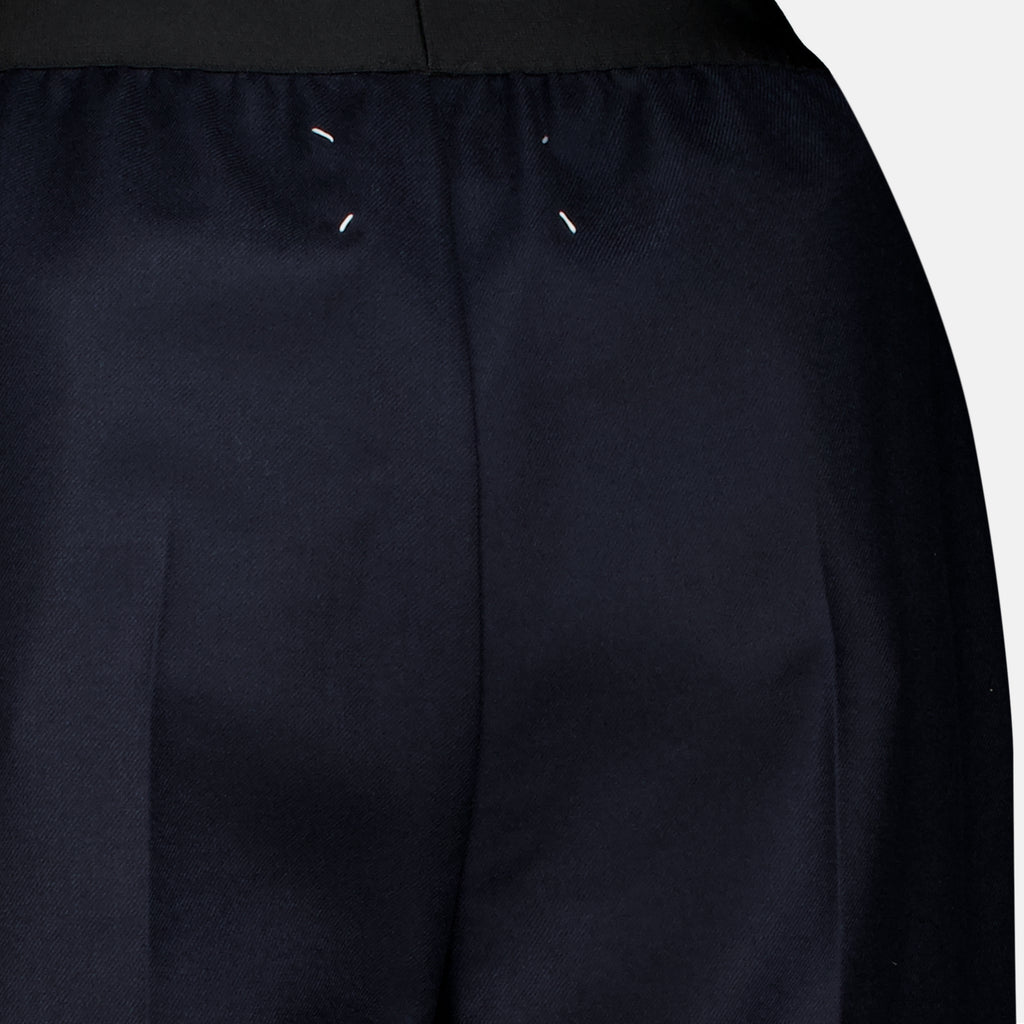 Pantalons 스트레이트 네이비 울 바지 Mm6 Bleu foncé Femme