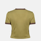 Imagen de la camiseta de algodón caqui para mujer de Miu Miu - Temporada Primavera-Verano 2026 - Vista Trasera