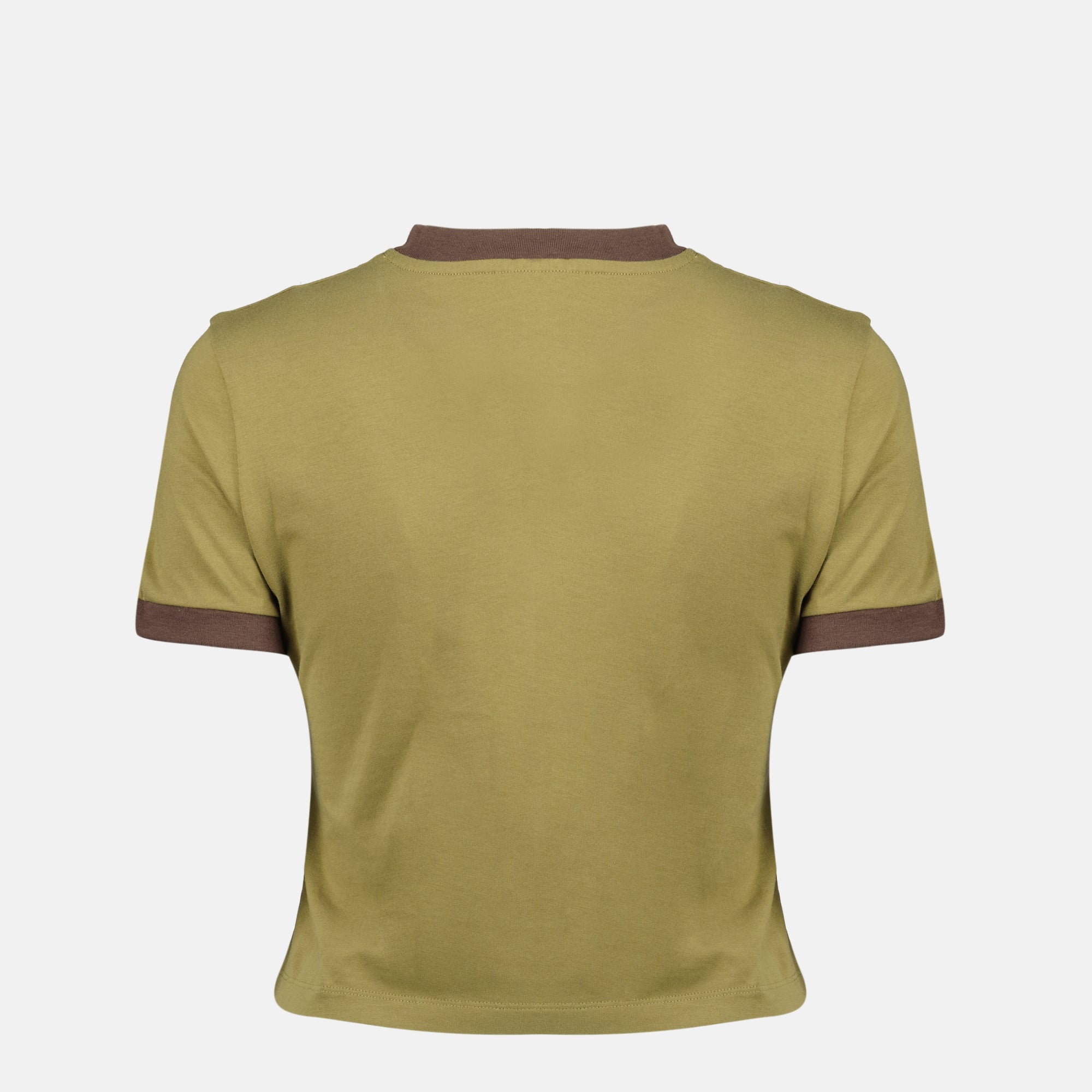 Imagen de la camiseta de algodón caqui para mujer de Miu Miu - Temporada Primavera-Verano 2026 - Vista Trasera