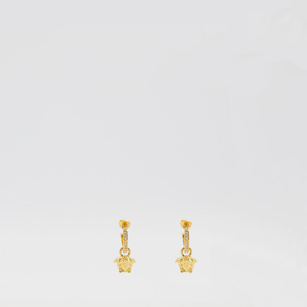 Jewelry La Medusa Hoop Earrings with Crystals Versace Gold Femme